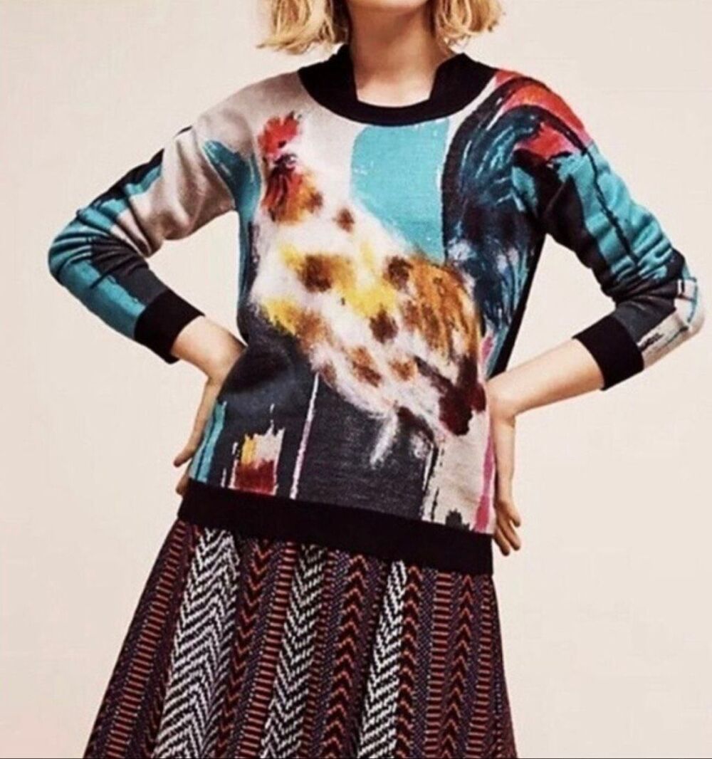 Anthropologie x Lauren Carlson Walcott Farm Animal Pullover Size Small - Picture 3 of 11